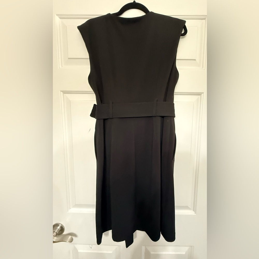 Calvin Klein Sleeveless Double-Breasted Midi Dress in Black with Belt - Picture 3 of 3